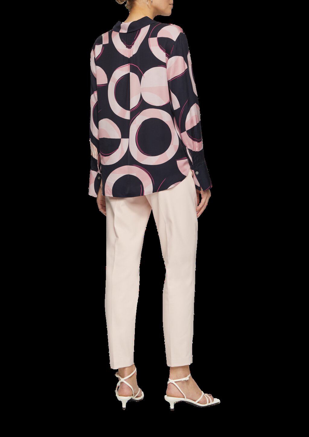 Satinierte Longbluse mit Falten-Details