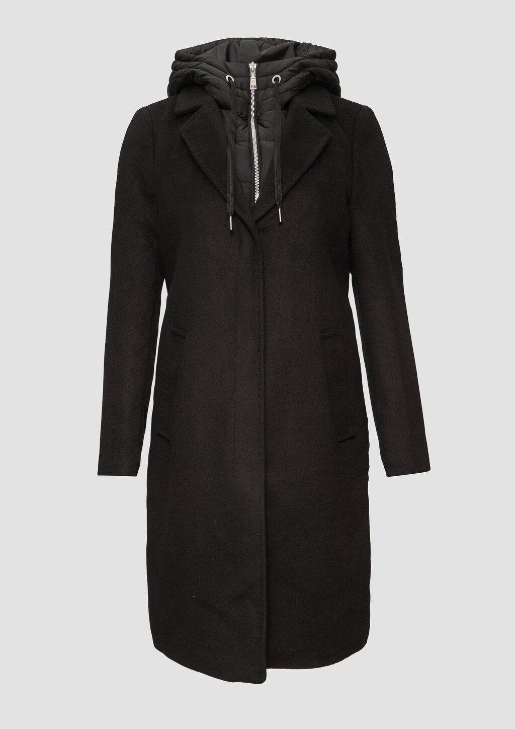 Mantel im Materialmix mit herausnehmbarem Einsatz