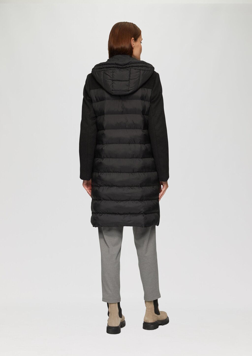 Mantel im Materialmix mit herausnehmbarem Einsatz