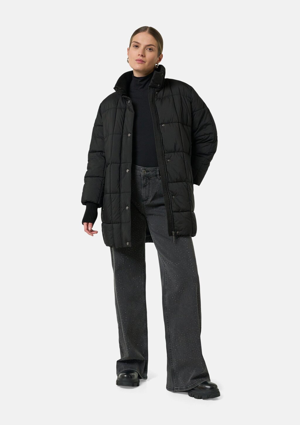 Oversized Steppjacke mit Ripp-Details