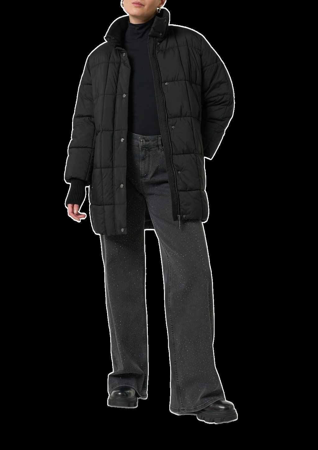 Oversized Steppjacke mit Ripp-Details