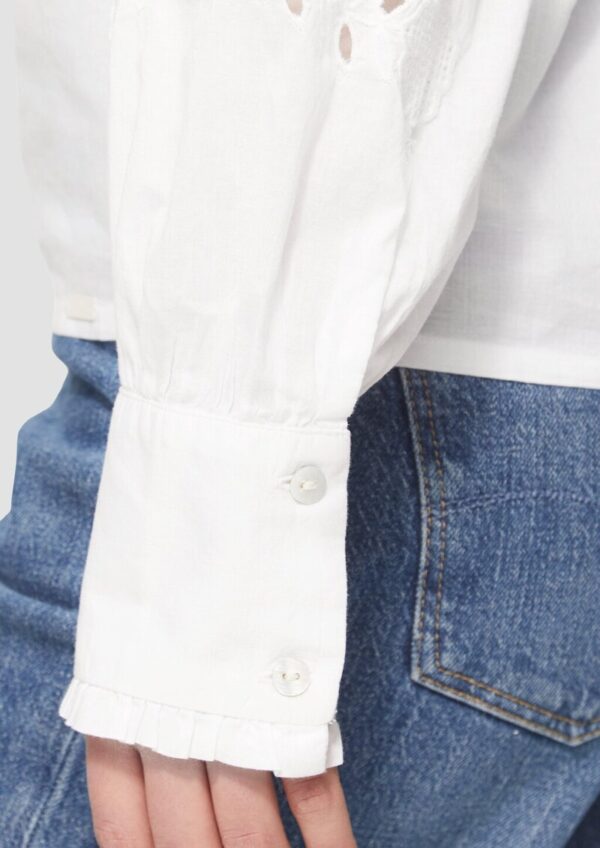 Leichte Baumwollbluse mit Stickerei am Ärmel