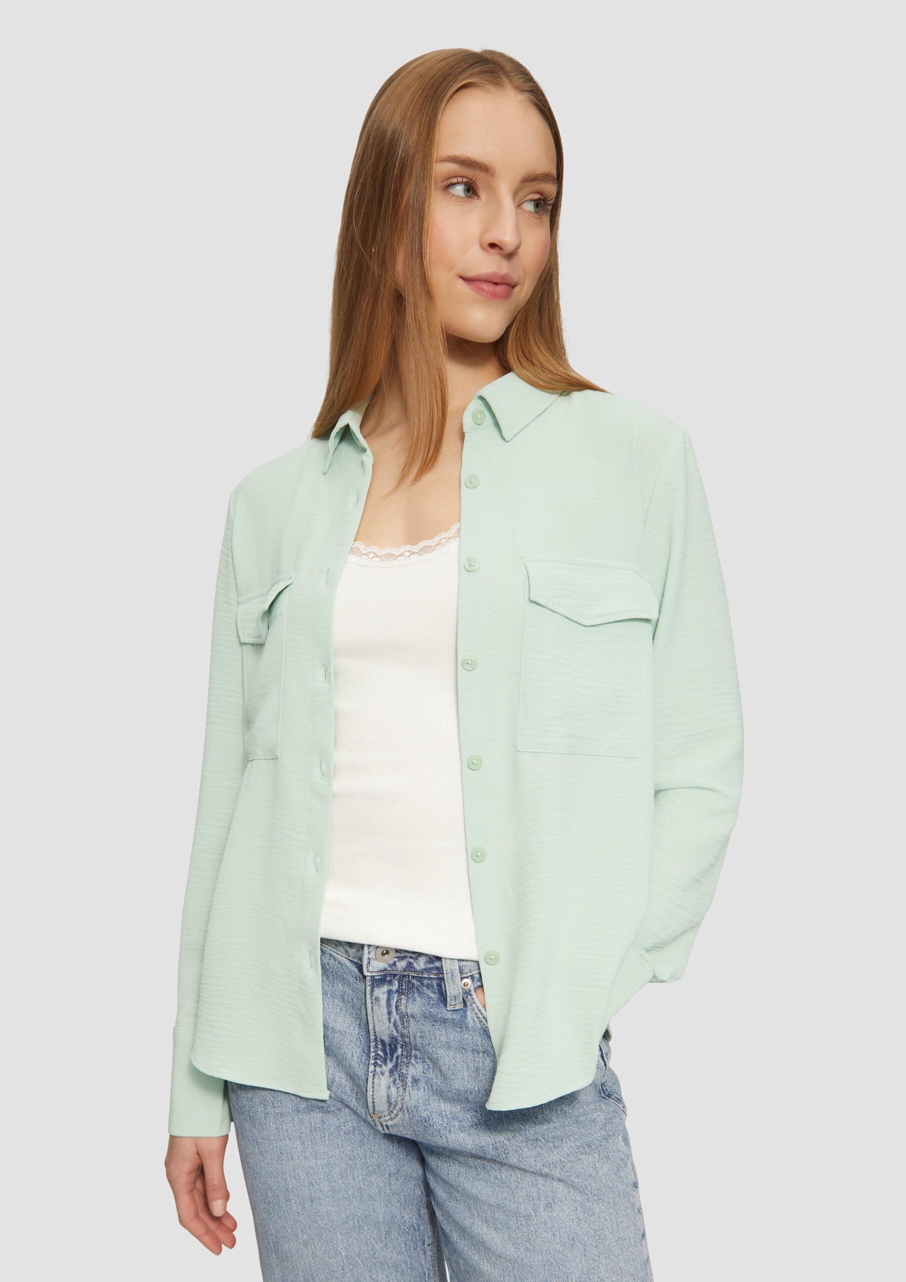 Lässige Hemdbluse mit aufgesetzten Taschen