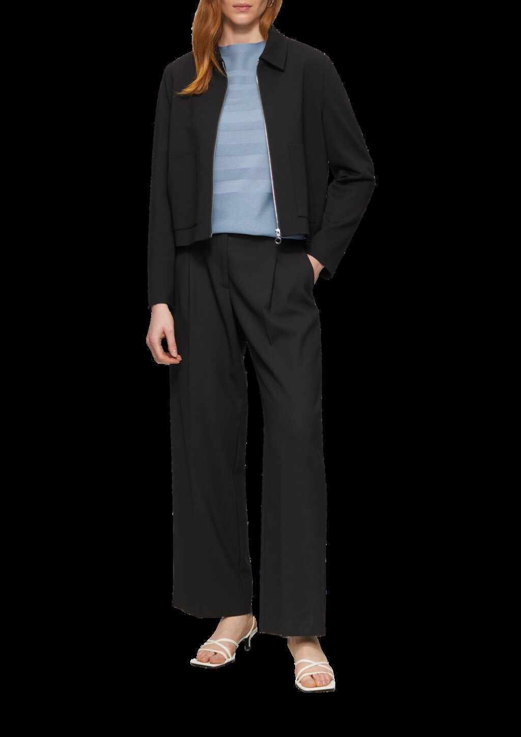 Gestreifter Feinstrickpullover aus Viskosemix