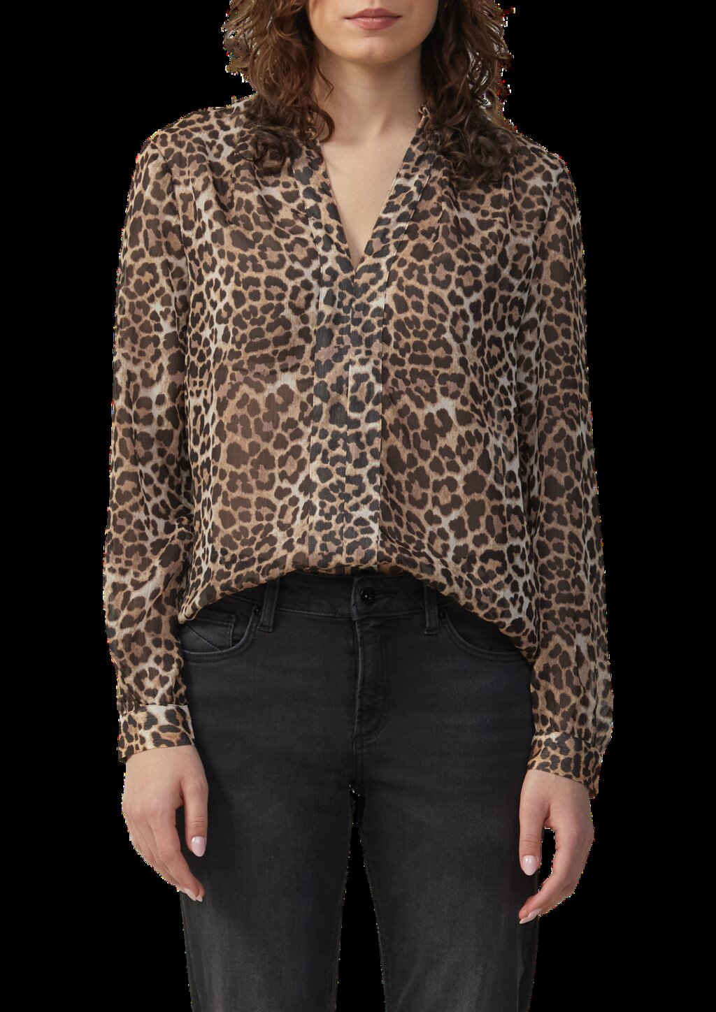 Leicht transparente Chiffonbluse mit All-over-Print