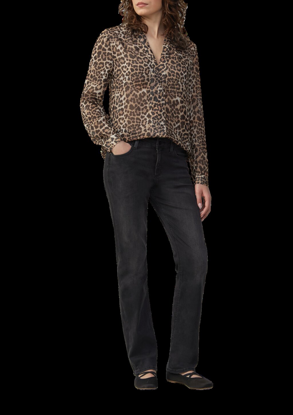 Leicht transparente Chiffonbluse mit All-over-Print