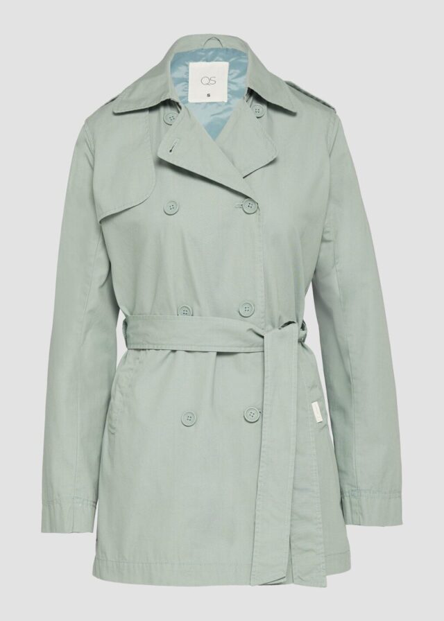 Kurzer Trenchcoat aus Baumwolle mit Gürtel