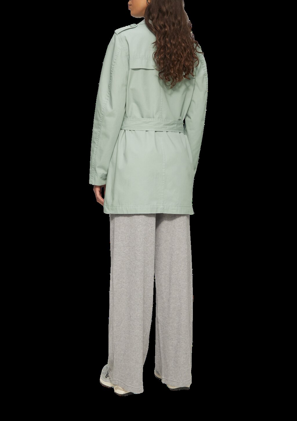 Kurzer Trenchcoat aus Baumwolle mit Gürtel