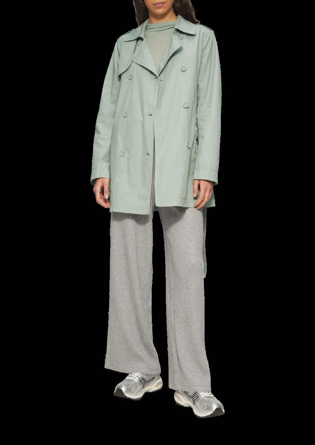 Kurzer Trenchcoat aus Baumwolle mit Gürtel