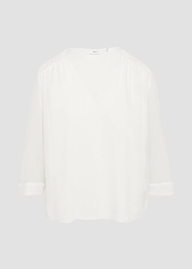 Chiffon-Bluse mit Smokdetails