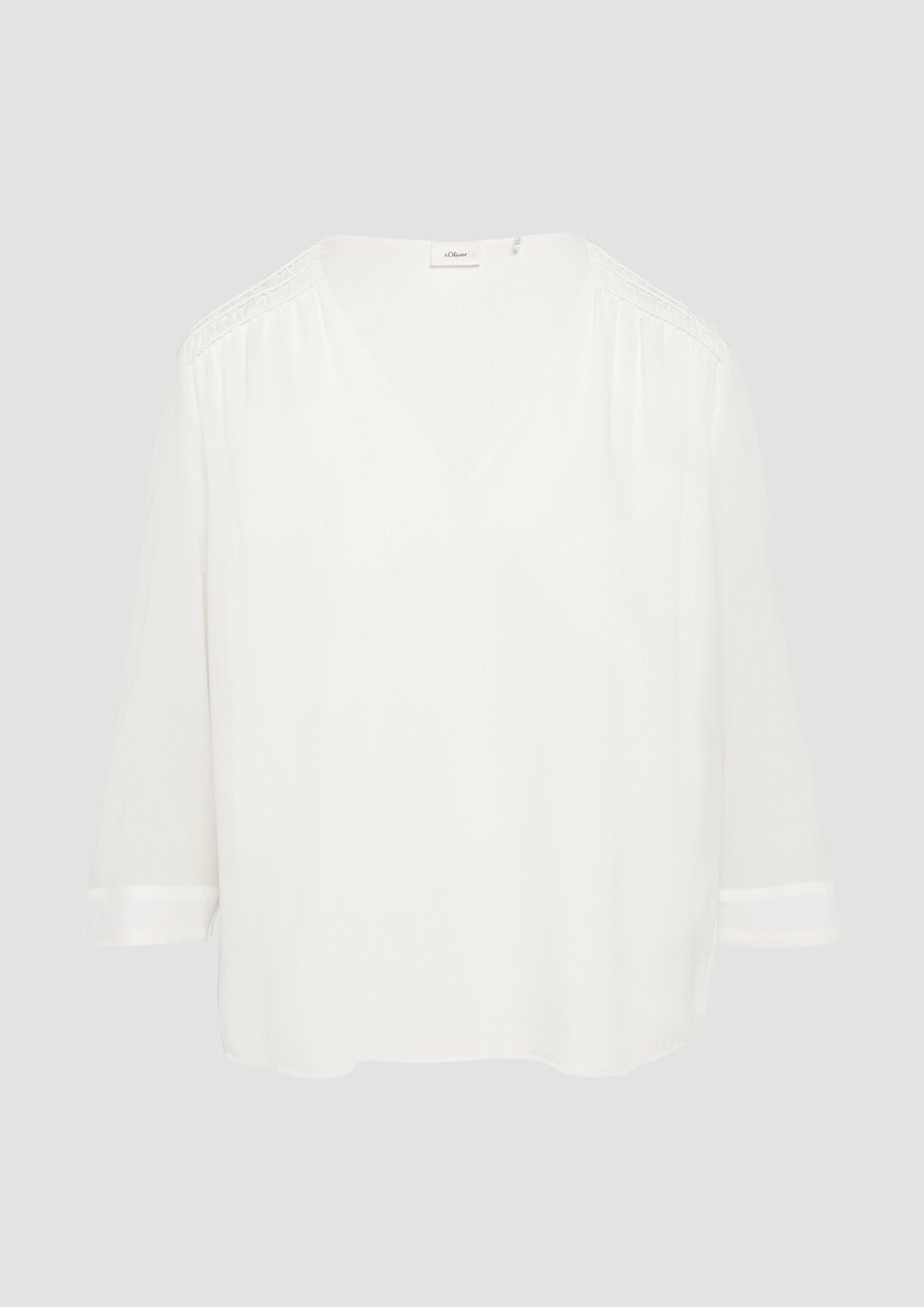 Chiffon-Bluse mit Smokdetails