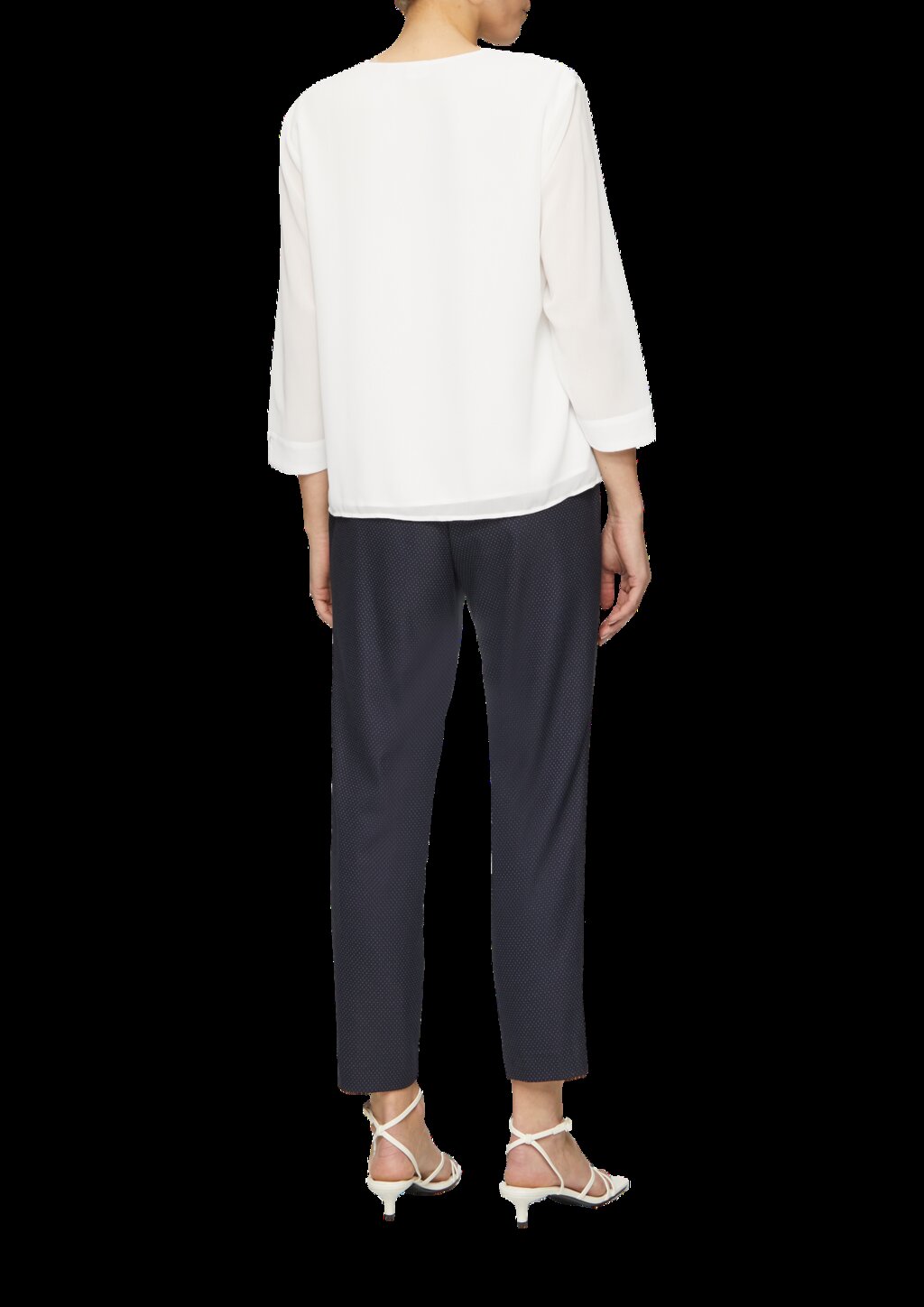 Chiffon-Bluse mit Smokdetails