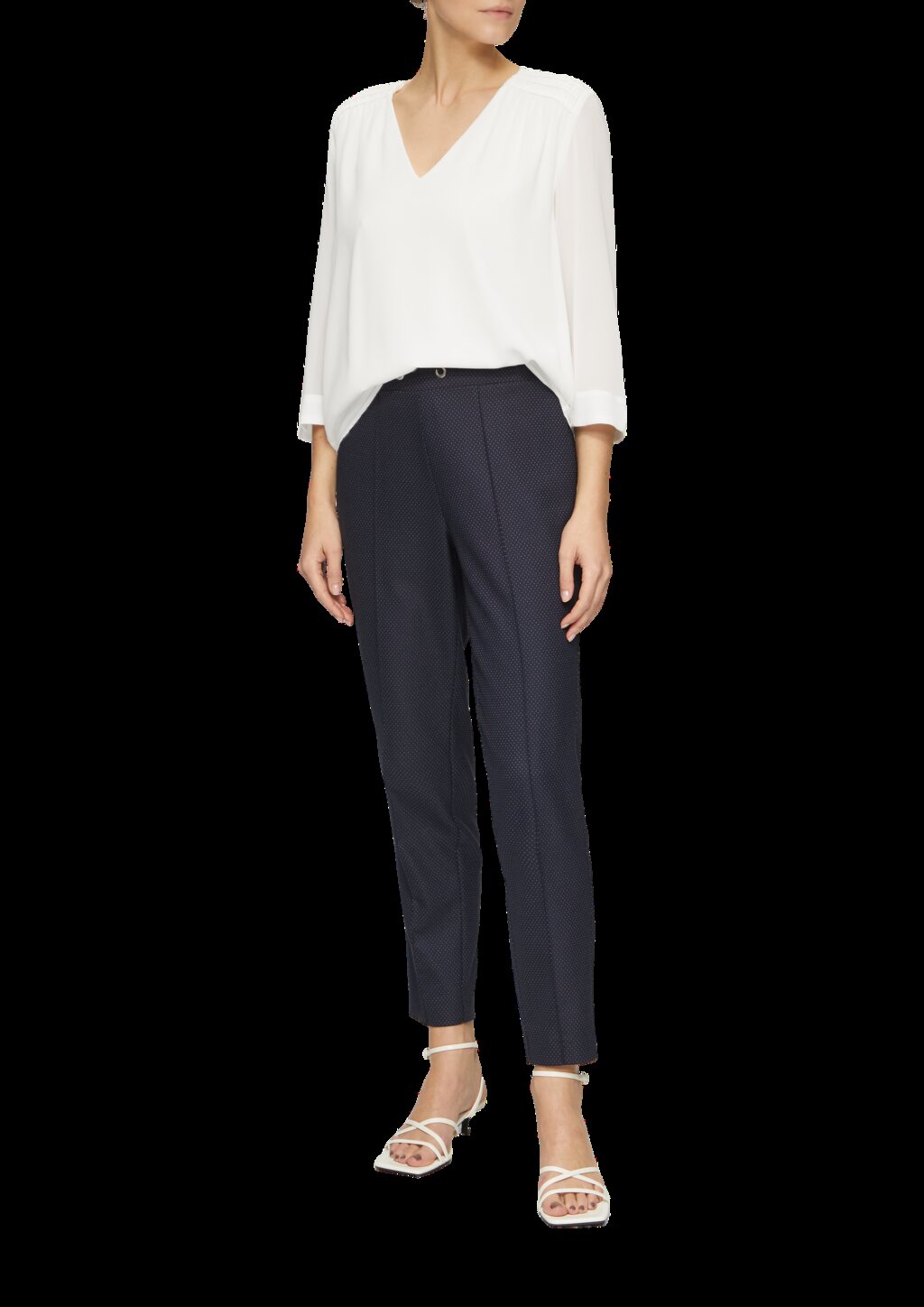 Chiffon-Bluse mit Smokdetails