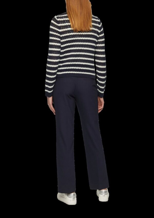 Geringelte Lochstrickjacke mit Knöpfen