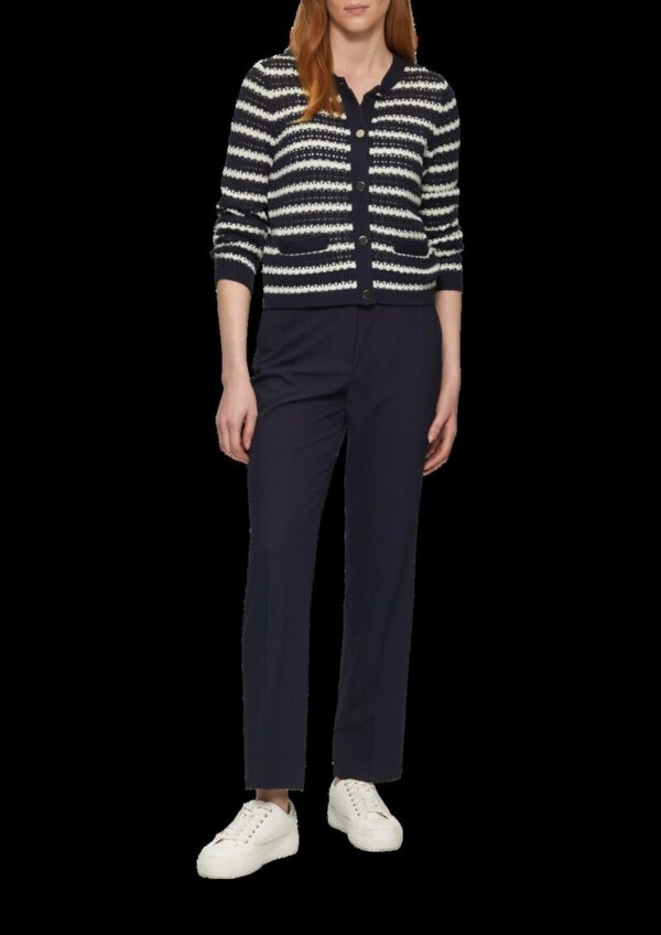 Geringelte Lochstrickjacke mit Knöpfen