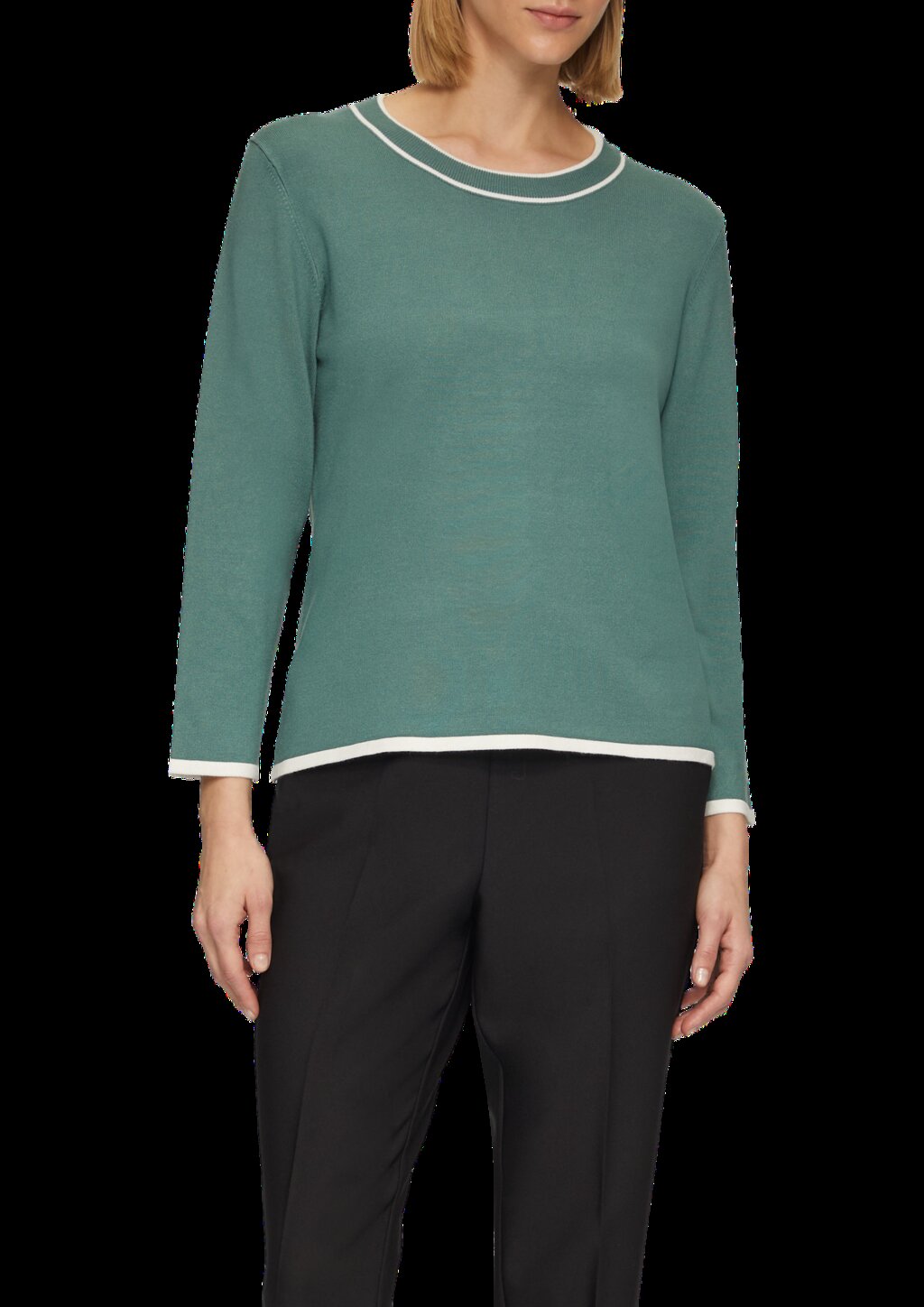 Strickpullover mit verkürzten Ärmeln und Kontrast-Details