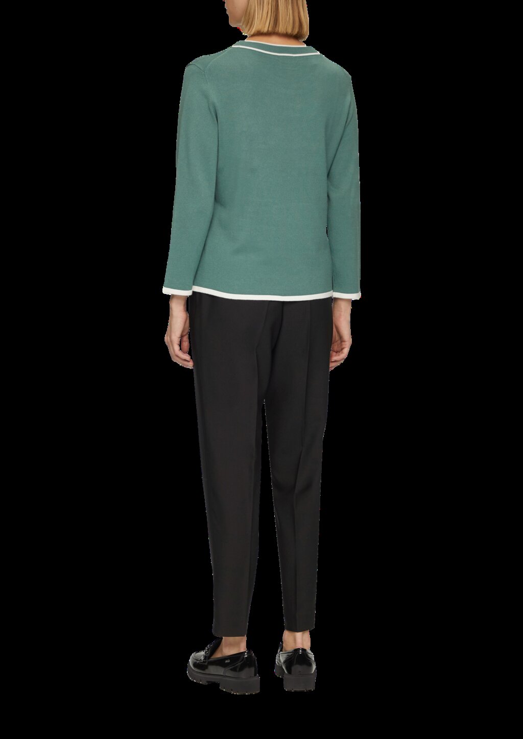 Strickpullover mit verkürzten Ärmeln und Kontrast-Details