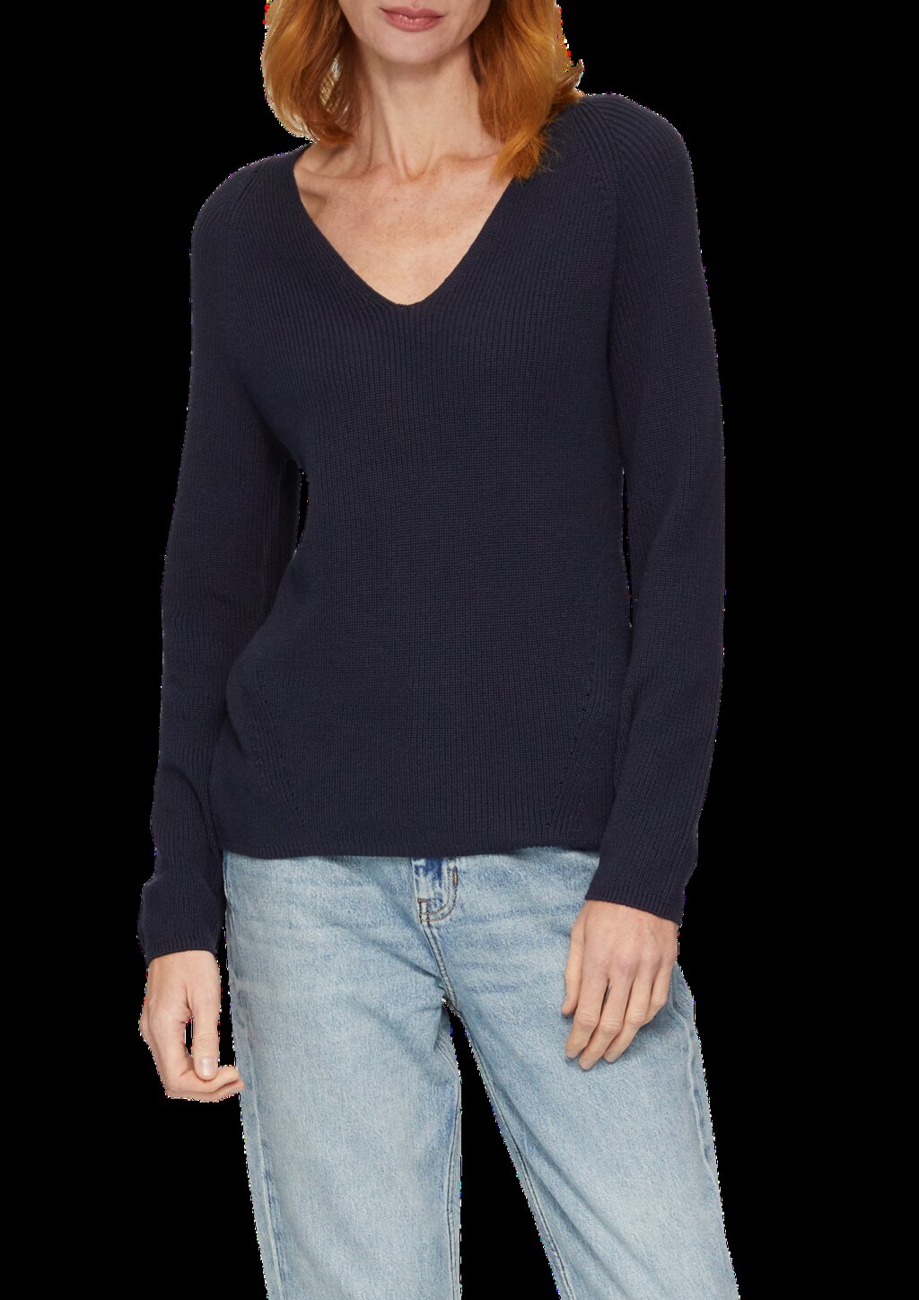 Strickpullover mit V-Ausschnitt und Raglan-Ärmeln