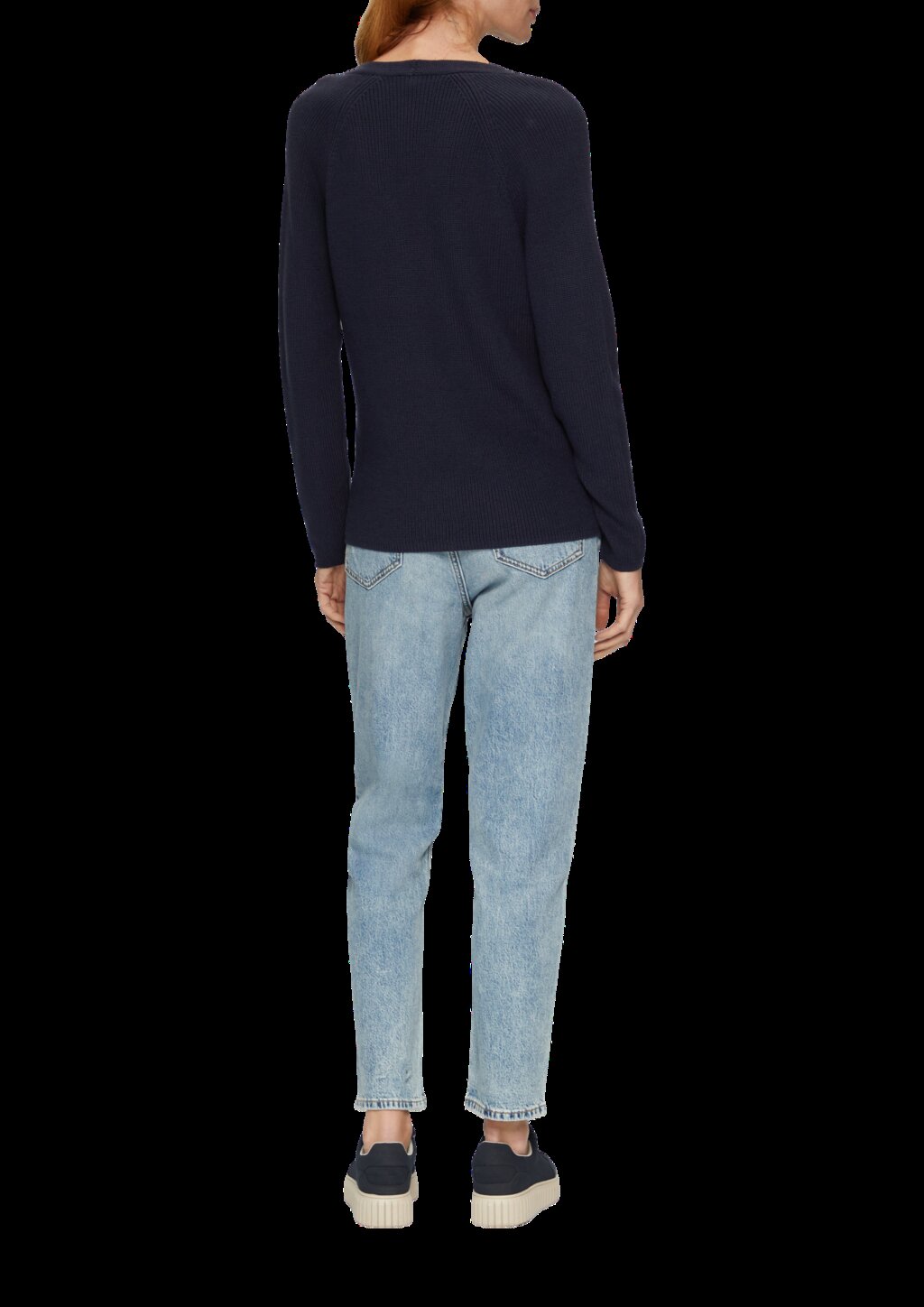 Strickpullover mit V-Ausschnitt und Raglan-Ärmeln