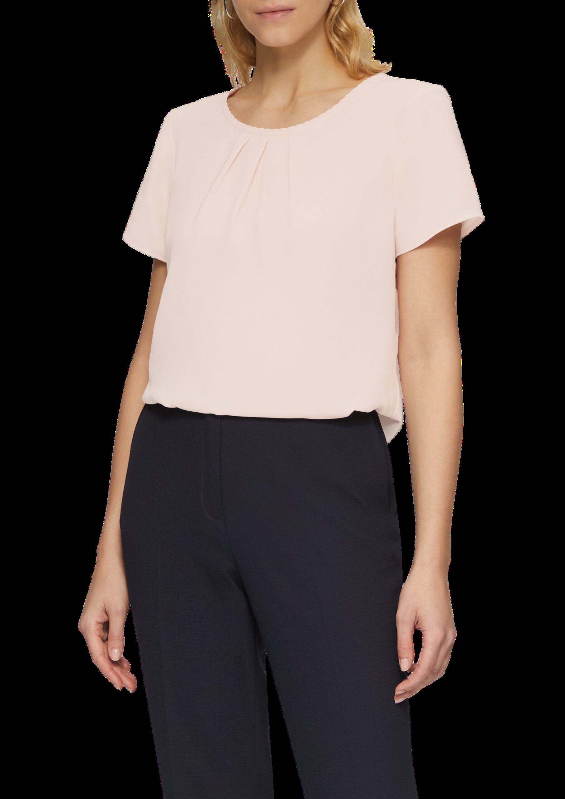 Kurzarmbluse aus Crêpe mit Schmuckkante