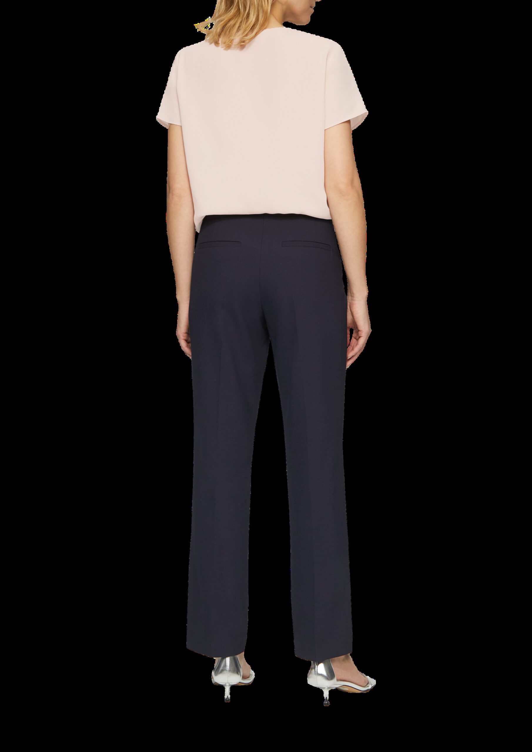 Kurzarmbluse aus Crêpe mit Schmuckkante