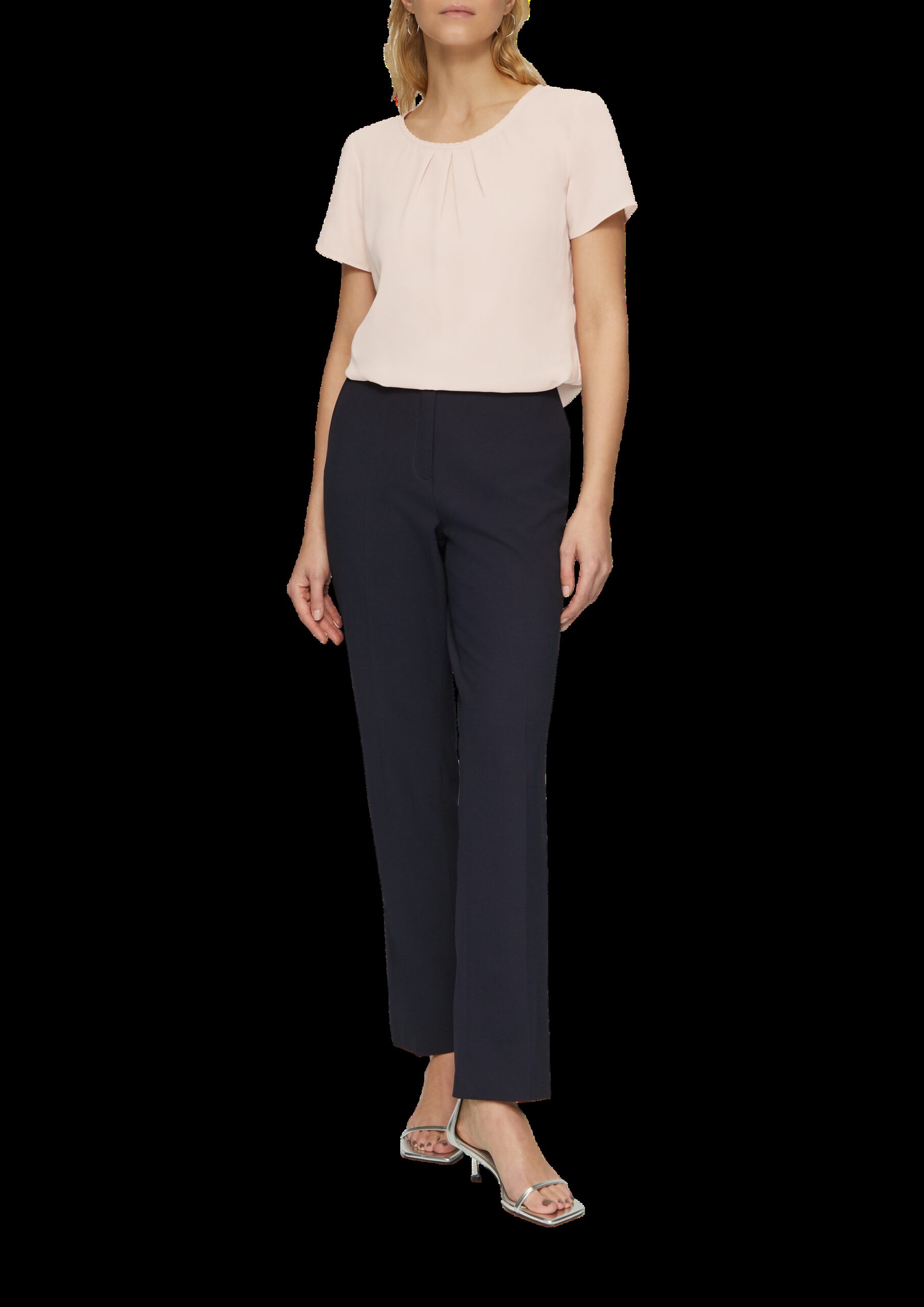 Kurzarmbluse aus Crêpe mit Schmuckkante