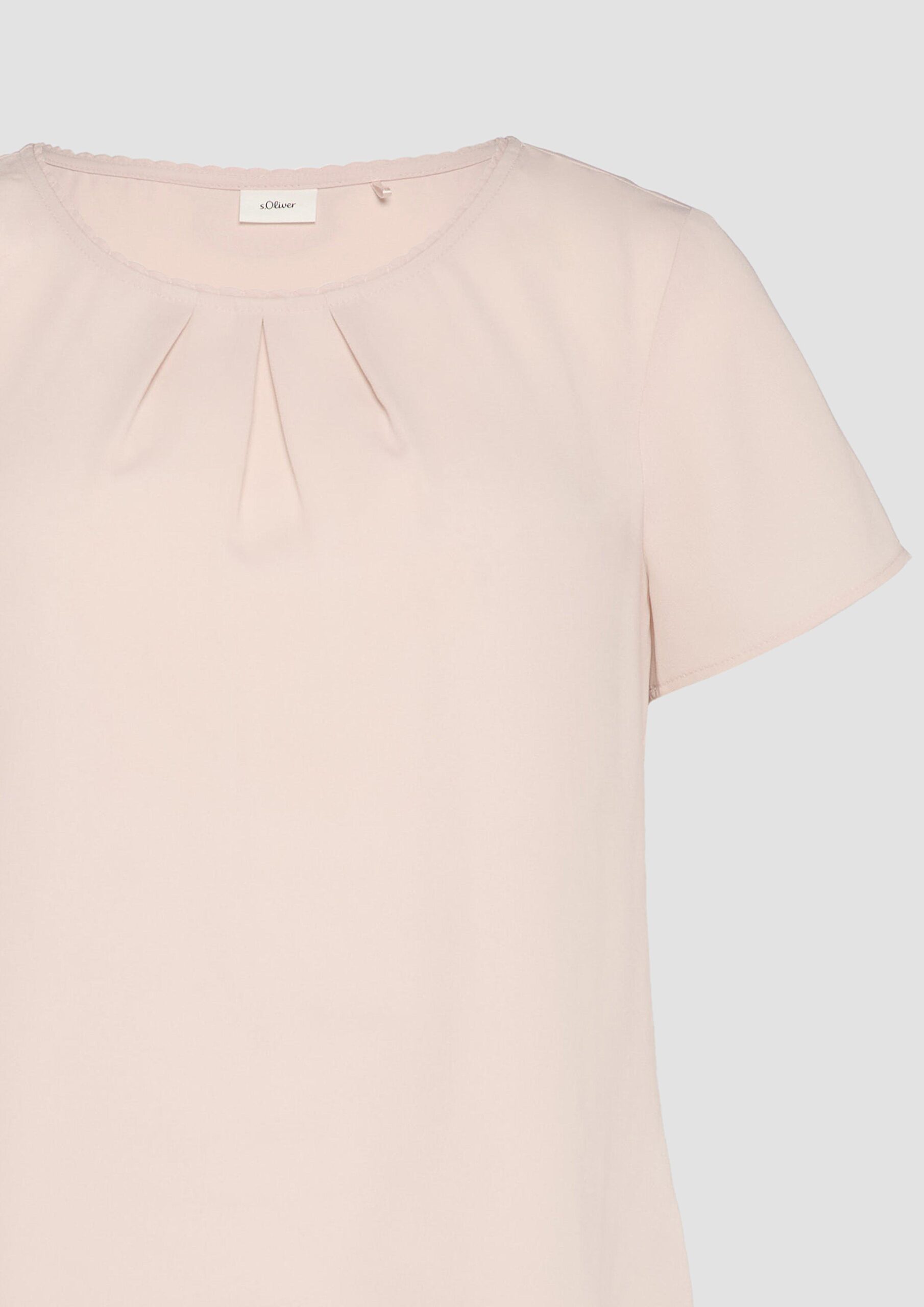 Kurzarmbluse aus Crêpe mit Schmuckkante