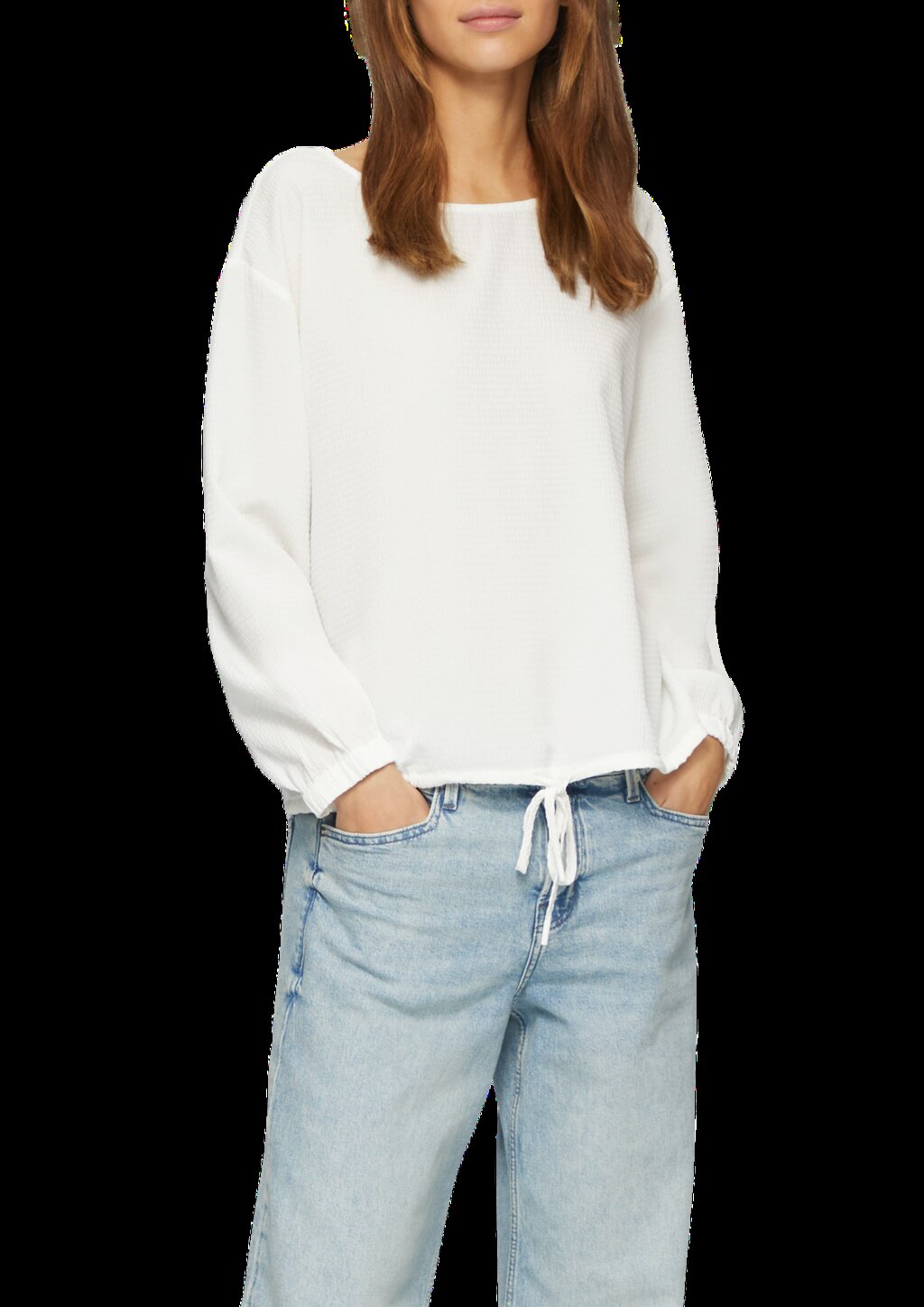 Strukturierte Bluse mit überschnittenen Schultern