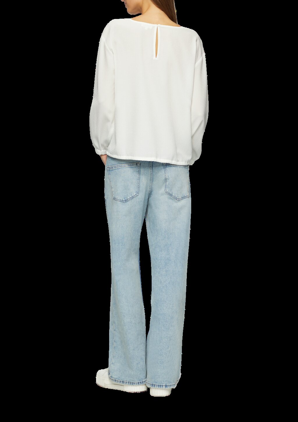 Strukturierte Bluse mit überschnittenen Schultern