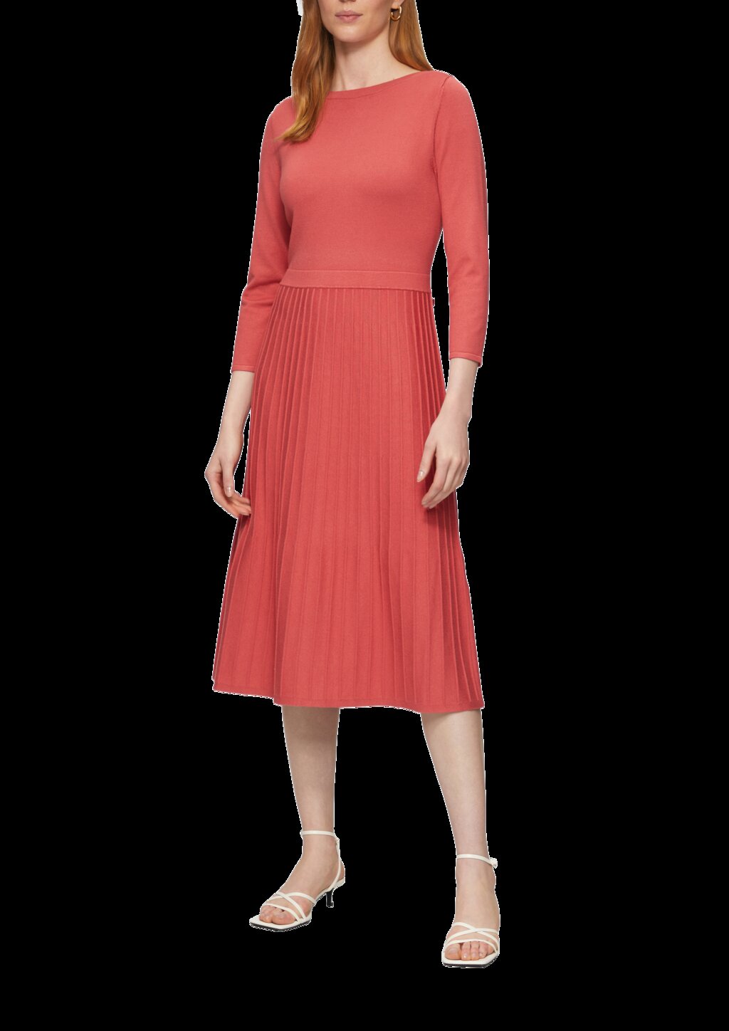 Tailliertes Strickkleid mit plissiertem Rock