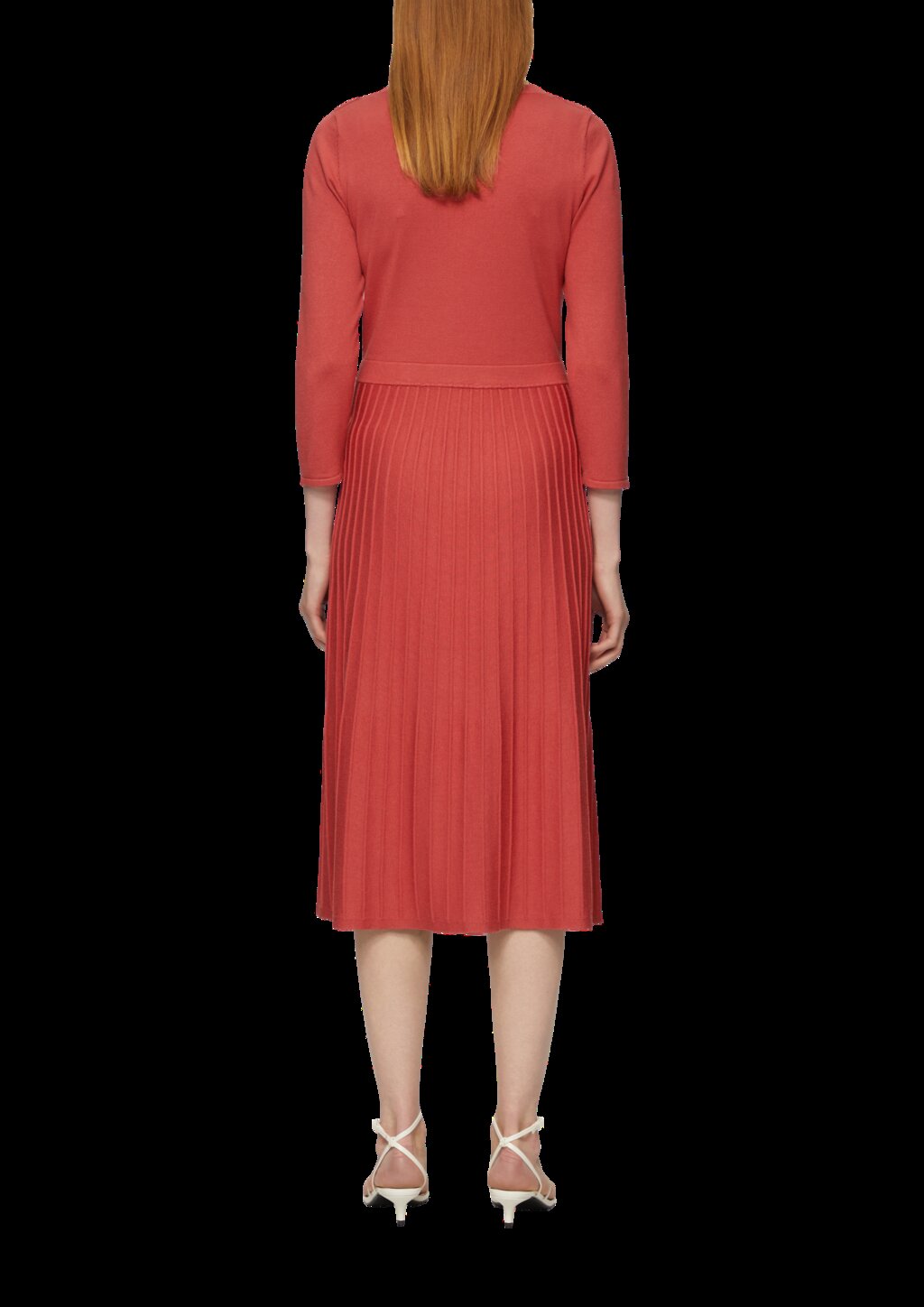 Tailliertes Strickkleid mit plissiertem Rock