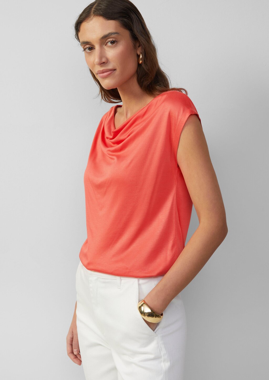 Shirt aus Viskose mit Wasserfall-Ausschnitt