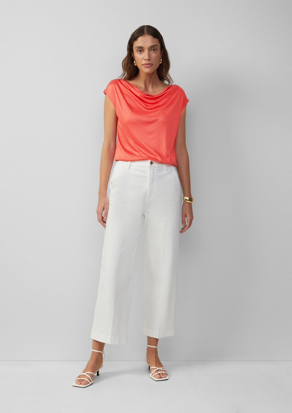 Shirt aus Viskose mit Wasserfall-Ausschnitt