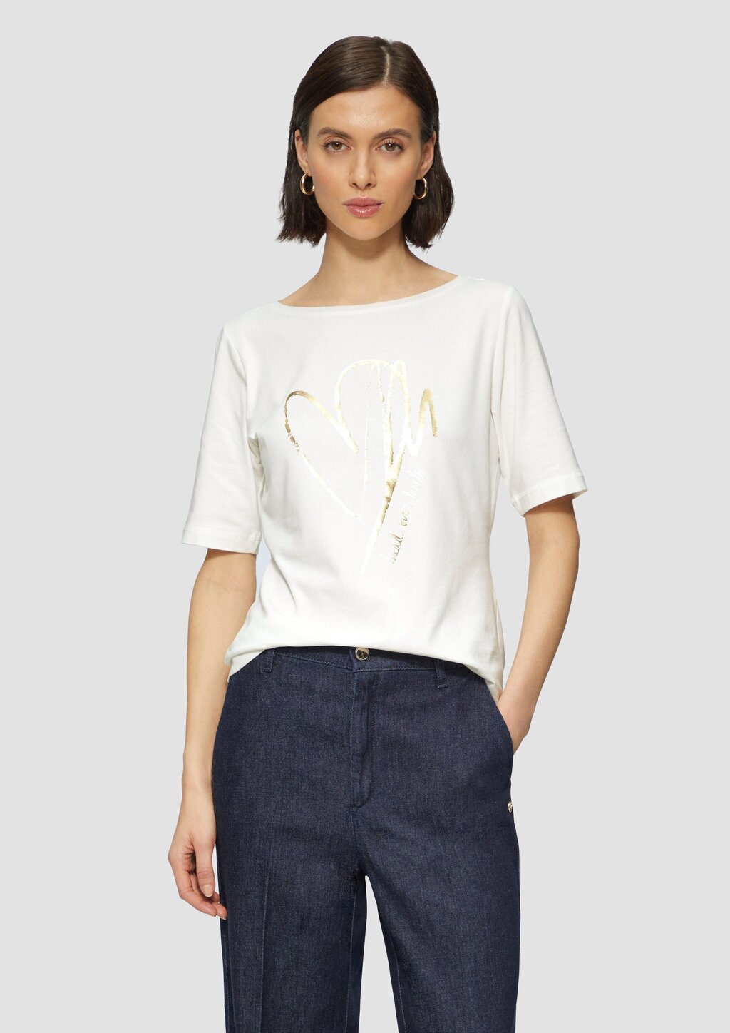 T-Shirt aus Baumwollmix mit Metallic-Print