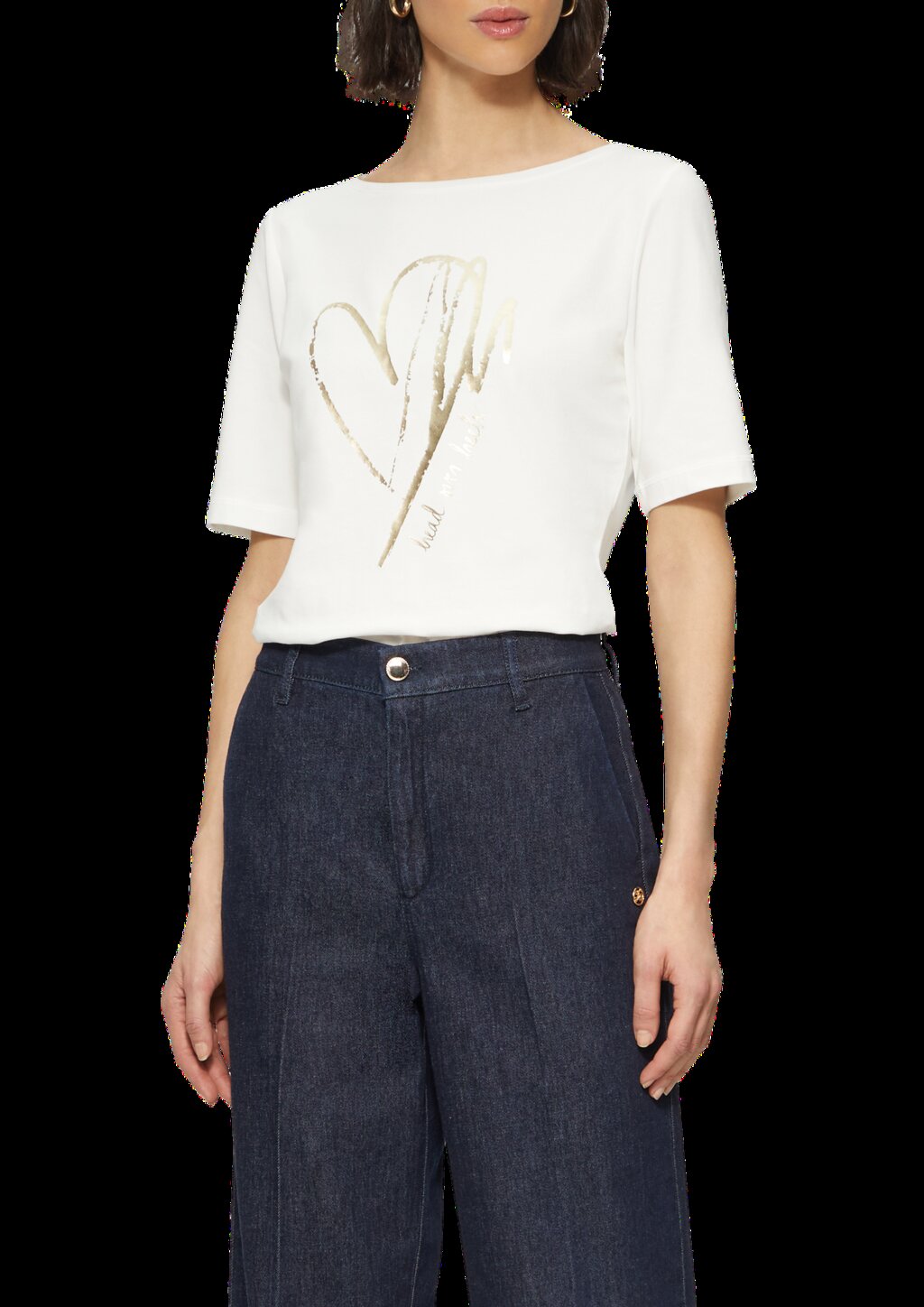 T-Shirt aus Baumwollmix mit Metallic-Print