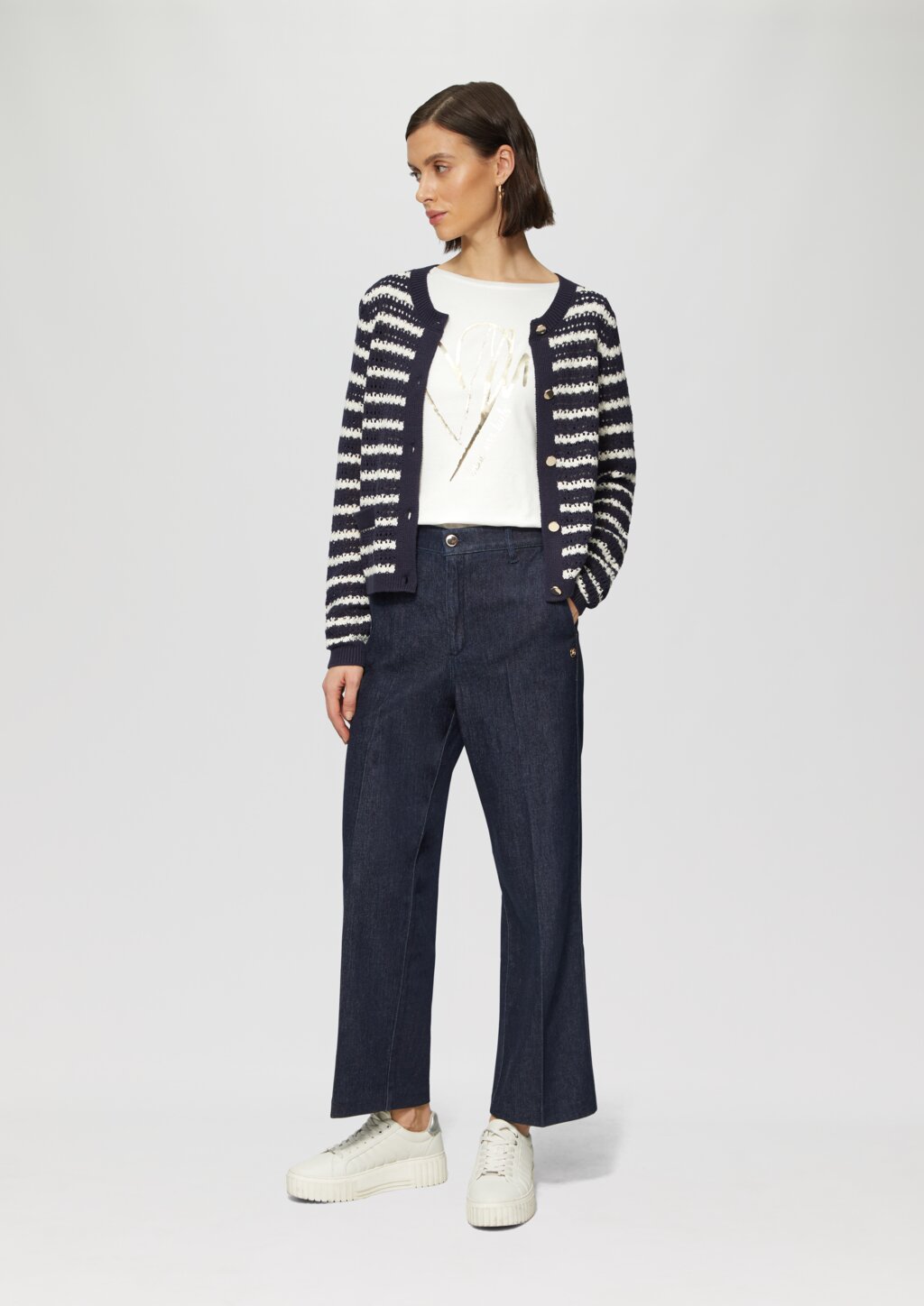 T-Shirt aus Baumwollmix mit Metallic-Print