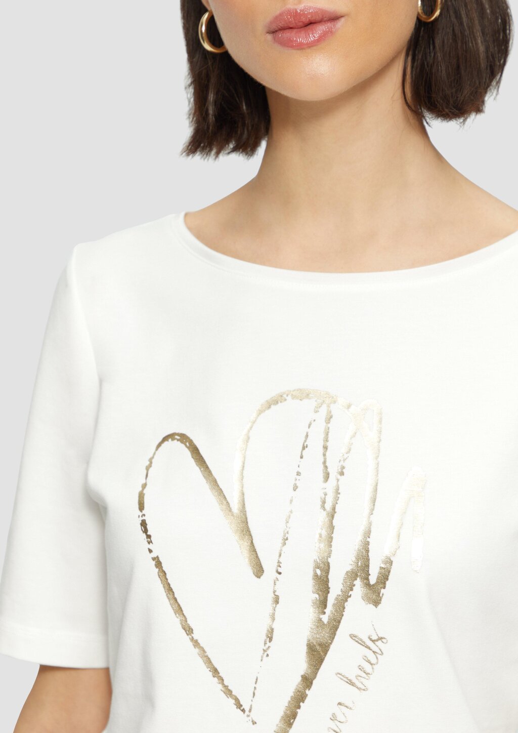 T-Shirt aus Baumwollmix mit Metallic-Print