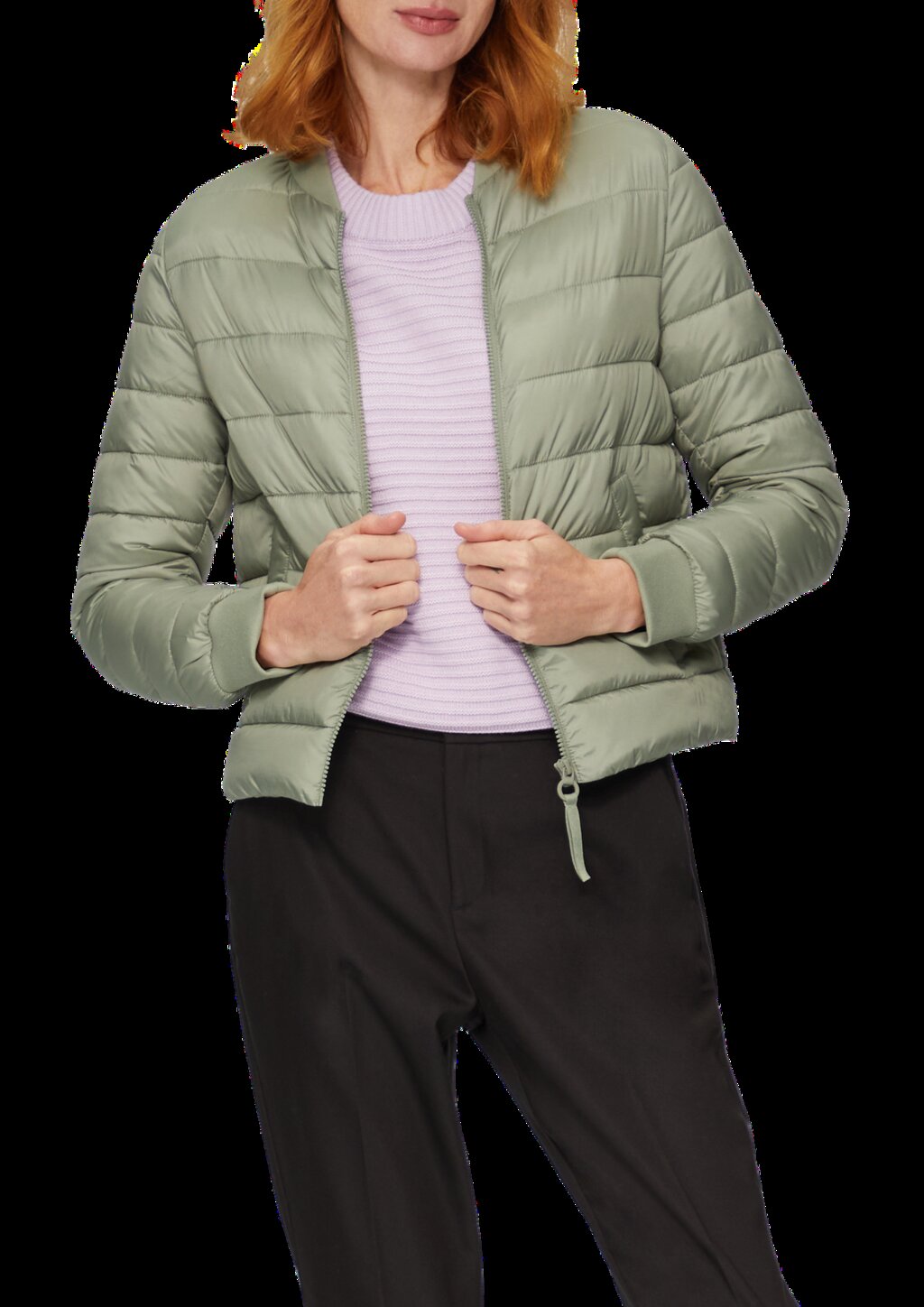 Kurze Steppjacke mit Rippbündchen