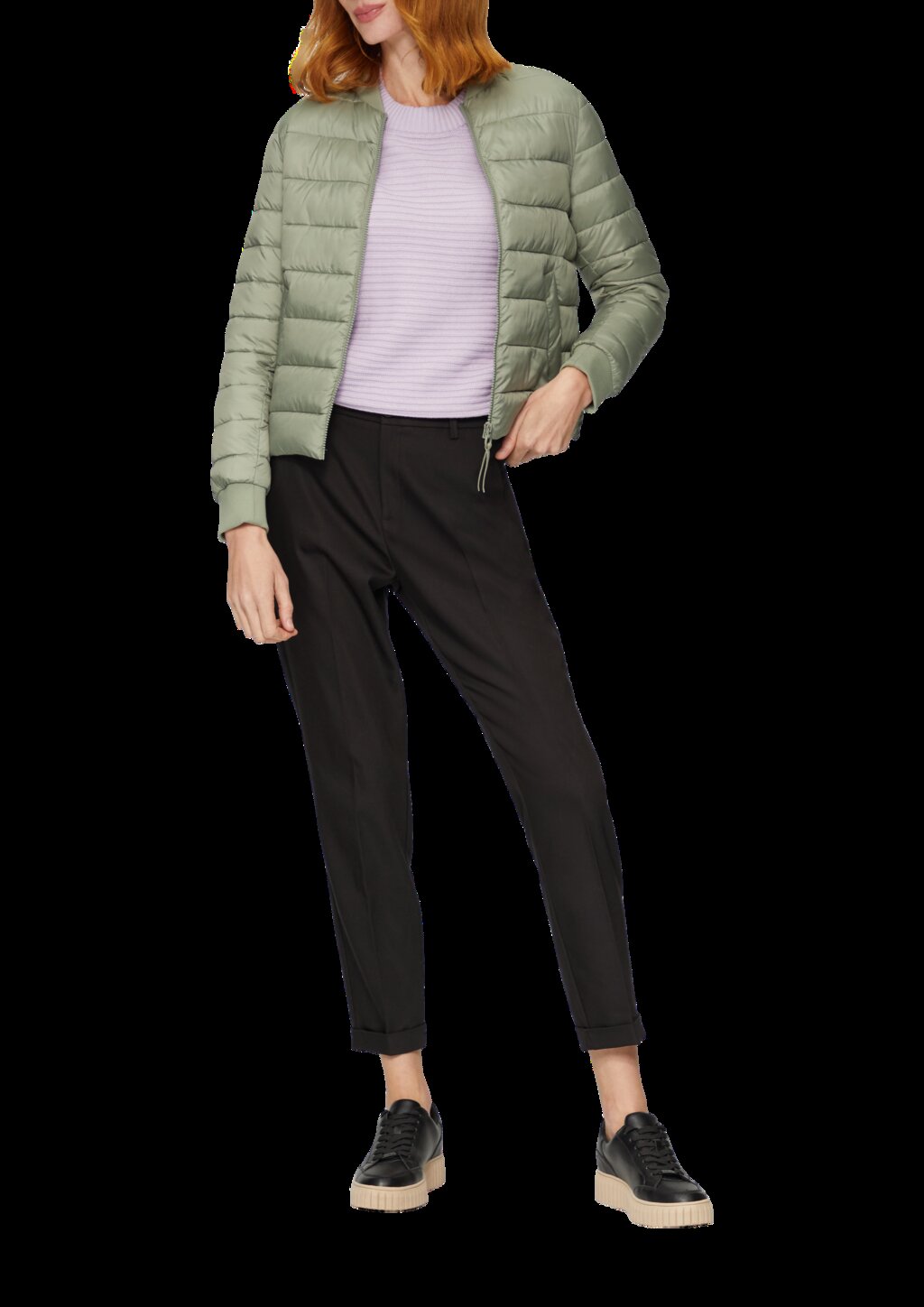 Kurze Steppjacke mit Rippbündchen