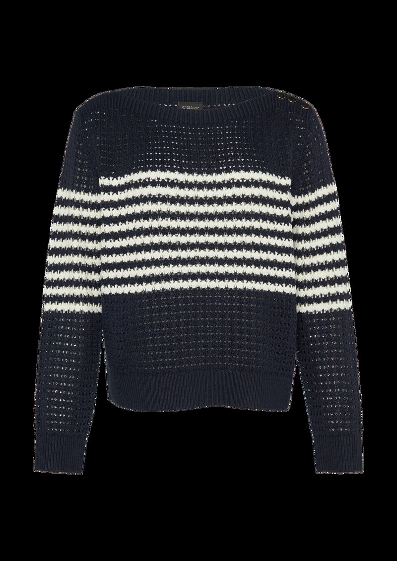 Pullover aus leichtem Lochstrick mit dekorativen Knöpfen