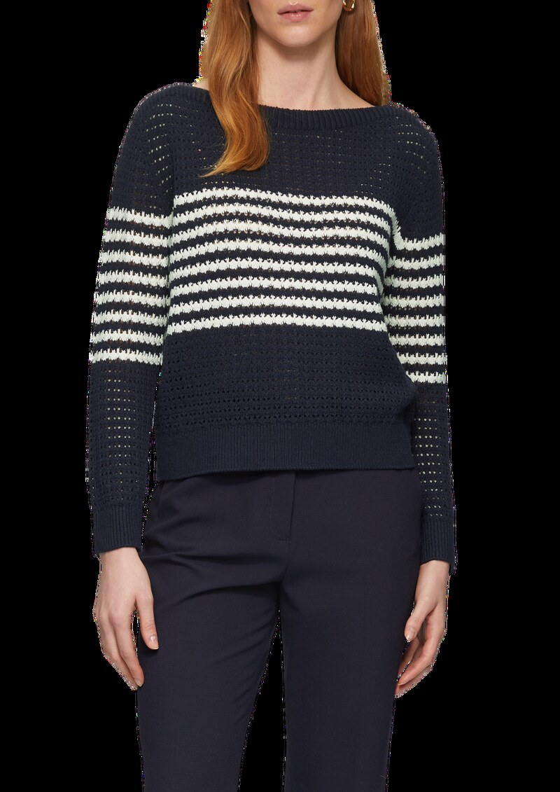 Pullover aus leichtem Lochstrick mit dekorativen Knöpfen