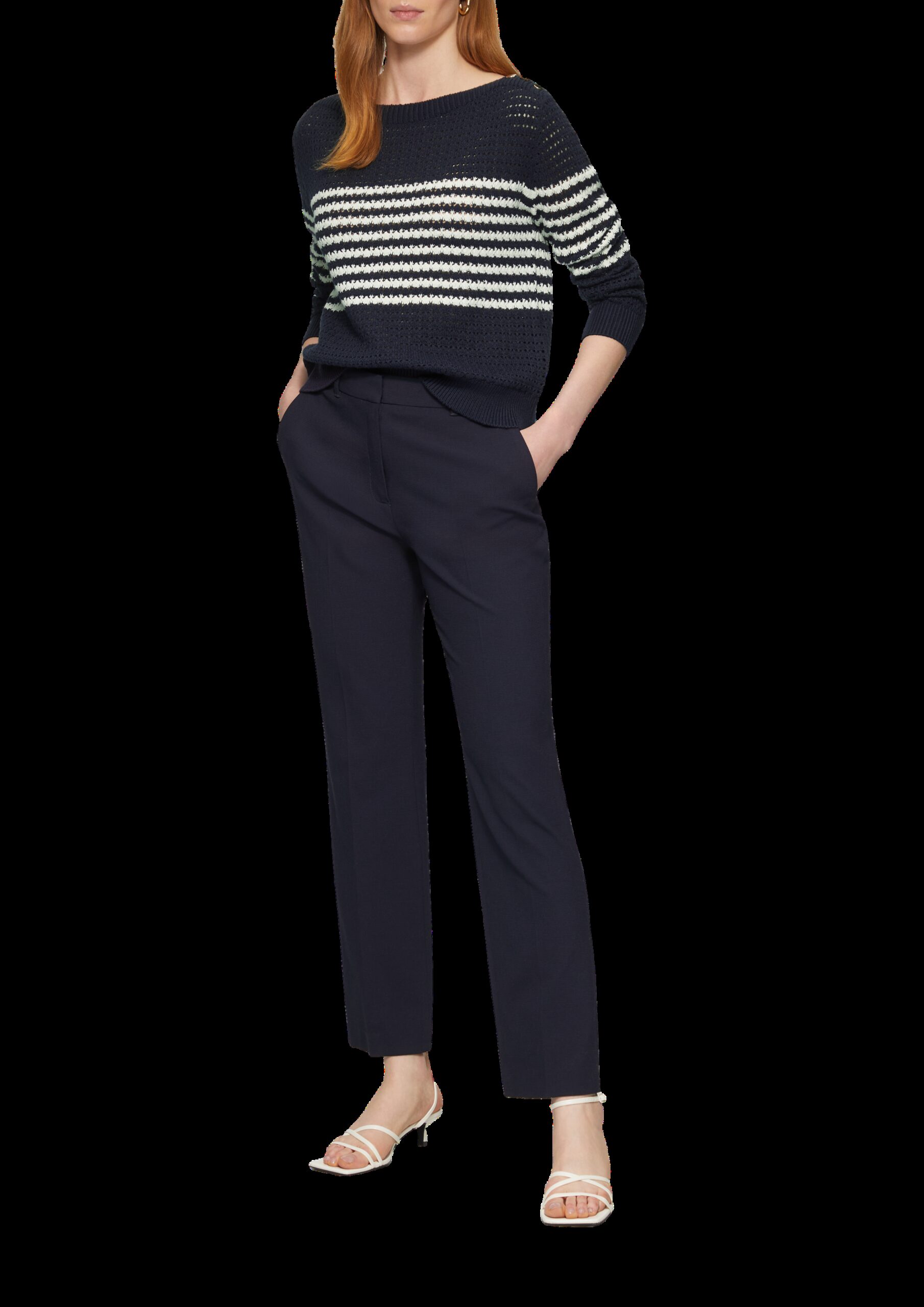 Pullover aus leichtem Lochstrick mit dekorativen Knöpfen