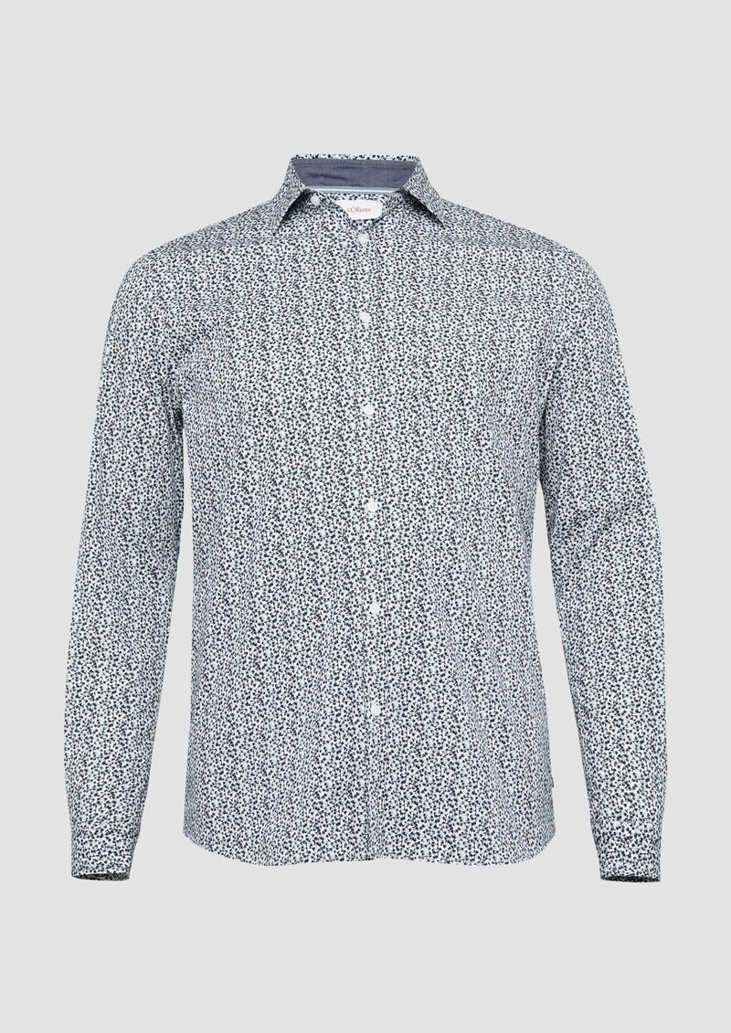 Slim Fit: Gemustertes Hemd mit Kentkragen