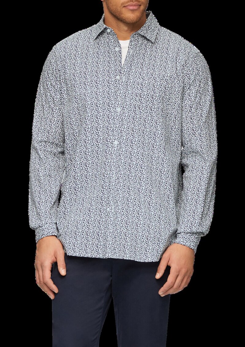 Slim Fit: Gemustertes Hemd mit Kentkragen