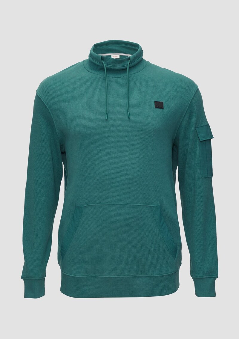 Sweatshirt mit Kängurutasche und Stehkragen