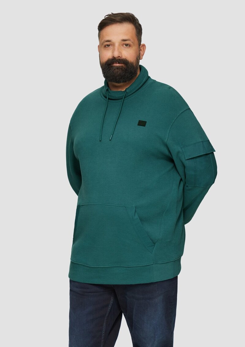 Sweatshirt mit Kängurutasche und Stehkragen