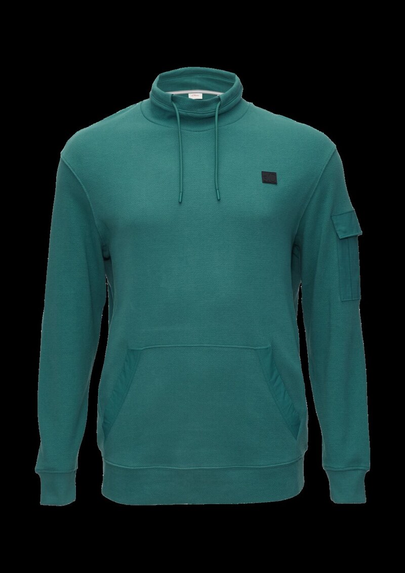 Sweatshirt mit Kängurutasche und Stehkragen