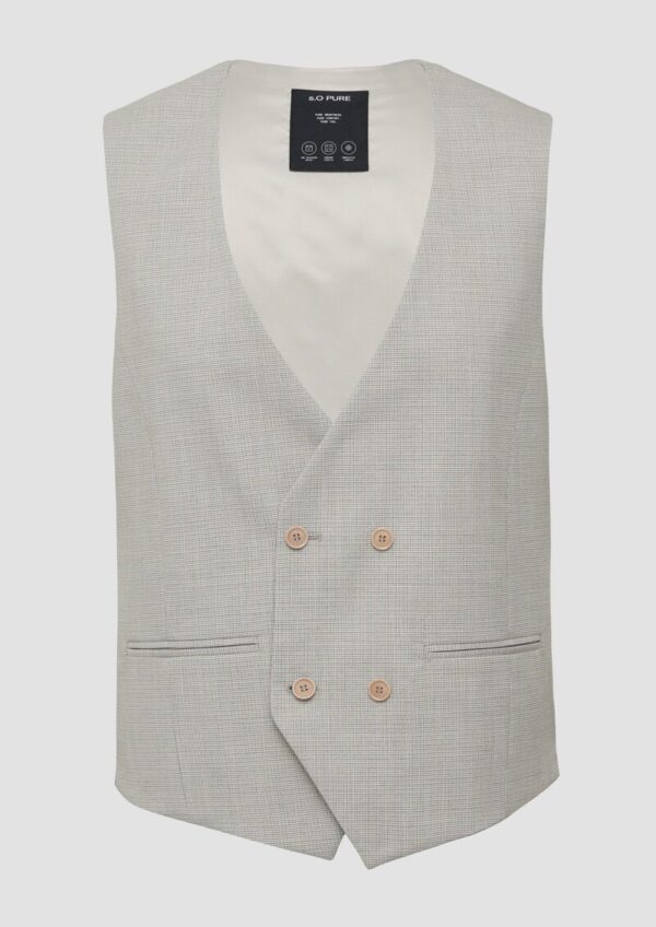 s.O PURE: Doppelreihige Weste aus kariertem Stretch-Gewebe