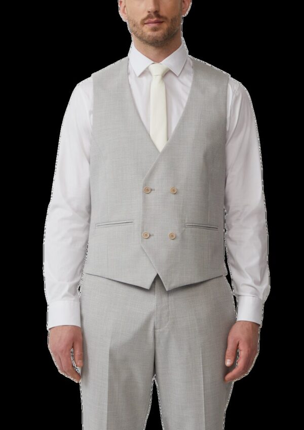 s.O PURE: Doppelreihige Weste aus kariertem Stretch-Gewebe