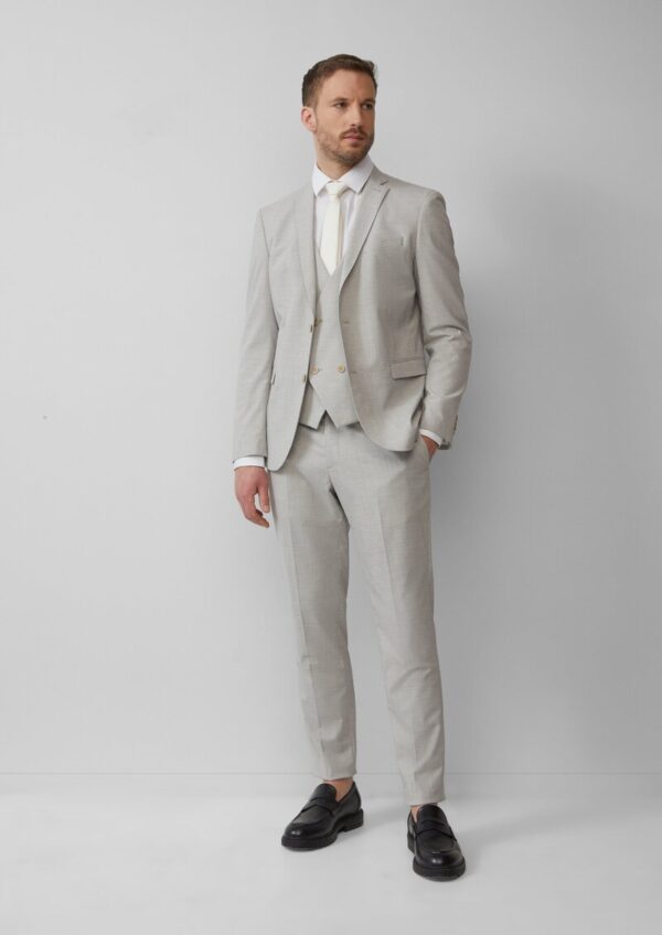 s.O PURE: Doppelreihige Weste aus kariertem Stretch-Gewebe